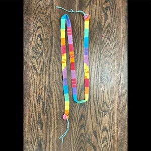 Vintage 70s Hand Woven Santa Fe Native Belt Rainbow Multi Color Hat Band